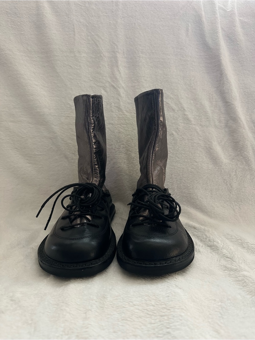 Trippen Black Leather Tall Lace-Up Boots Made in Germany (Women’s 8)